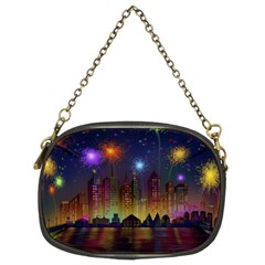 Happy Birthday Independence Day Celebration In New York City Night Fireworks Us Chain Purses (two Sides)  by Sapixe