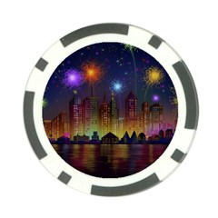 Happy Birthday Independence Day Celebration In New York City Night Fireworks Us Poker Chip Card Guard (10 Pack) by Sapixe