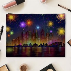 Happy Birthday Independence Day Celebration In New York City Night Fireworks Us Cosmetic Bag (xl) by Sapixe