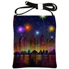 Happy Birthday Independence Day Celebration In New York City Night Fireworks Us Shoulder Sling Bags by Sapixe