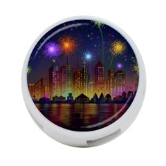 Happy Birthday Independence Day Celebration In New York City Night Fireworks Us 4-port Usb Hub (one Side) by Sapixe