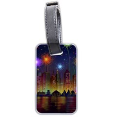 Happy Birthday Independence Day Celebration In New York City Night Fireworks Us Luggage Tags (two Sides) by Sapixe