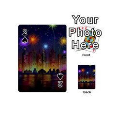 Happy Birthday Independence Day Celebration In New York City Night Fireworks Us Playing Cards 54 (mini)  by Sapixe