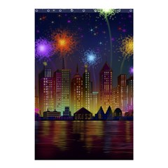 Happy Birthday Independence Day Celebration In New York City Night Fireworks Us Shower Curtain 48  X 72  (small)  by Sapixe