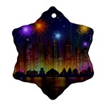 Happy Birthday Independence Day Celebration In New York City Night Fireworks Us Ornament (Snowflake) Front