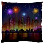 Happy Birthday Independence Day Celebration In New York City Night Fireworks Us Large Cushion Case (Two Sides) Front