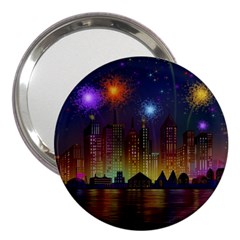 Happy Birthday Independence Day Celebration In New York City Night Fireworks Us 3  Handbag Mirrors by Sapixe