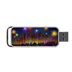 Happy Birthday Independence Day Celebration In New York City Night Fireworks Us Portable Usb Flash (two Sides) by Sapixe