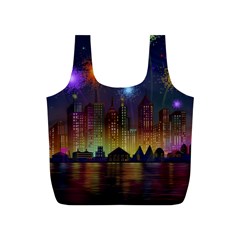 Happy Birthday Independence Day Celebration In New York City Night Fireworks Us Full Print Recycle Bags (s)  by Sapixe