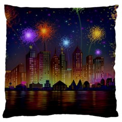 Happy Birthday Independence Day Celebration In New York City Night Fireworks Us Standard Flano Cushion Case (one Side)