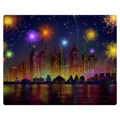 Happy Birthday Independence Day Celebration In New York City Night Fireworks Us Double Sided Flano Blanket (medium)  by Sapixe