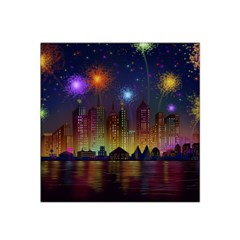 Happy Birthday Independence Day Celebration In New York City Night Fireworks Us Satin Bandana Scarf by Sapixe