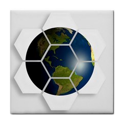 Hexagon Diamond Earth Globe Tile Coasters by Sapixe