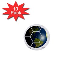 Hexagon Diamond Earth Globe 1  Mini Buttons (10 Pack)  by Sapixe