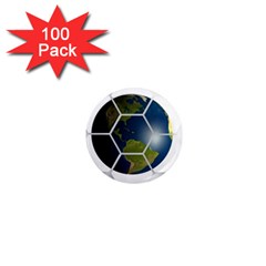 Hexagon Diamond Earth Globe 1  Mini Magnets (100 Pack)  by Sapixe