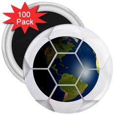 Hexagon Diamond Earth Globe 3  Magnets (100 Pack) by Sapixe