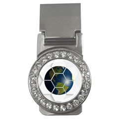 Hexagon Diamond Earth Globe Money Clips (cz)  by Sapixe