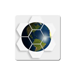 Hexagon Diamond Earth Globe Square Magnet by Sapixe