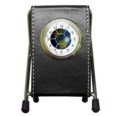 Hexagon Diamond Earth Globe Pen Holder Desk Clocks by Sapixe