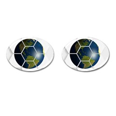 Hexagon Diamond Earth Globe Cufflinks (oval) by Sapixe