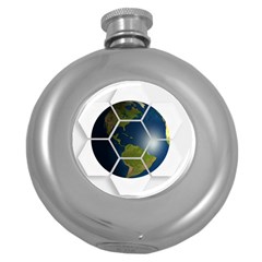 Hexagon Diamond Earth Globe Round Hip Flask (5 Oz) by Sapixe