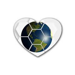 Hexagon Diamond Earth Globe Rubber Coaster (heart)  by Sapixe