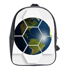 Hexagon Diamond Earth Globe School Bag (large) by Sapixe