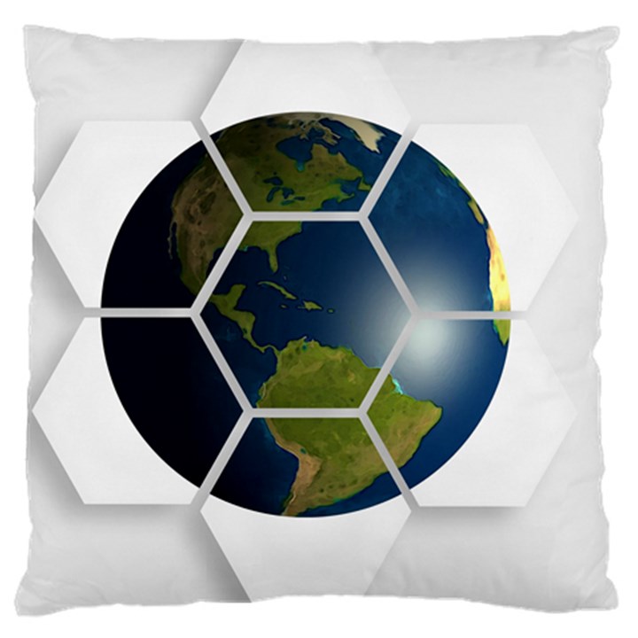 Hexagon Diamond Earth Globe Large Cushion Case (One Side)