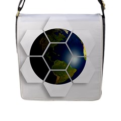 Hexagon Diamond Earth Globe Flap Messenger Bag (l)  by Sapixe