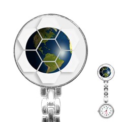 Hexagon Diamond Earth Globe Stainless Steel Nurses Watch by Sapixe