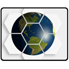 Hexagon Diamond Earth Globe Double Sided Fleece Blanket (medium)  by Sapixe