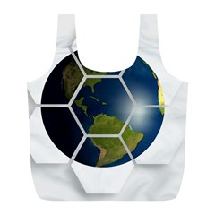 Hexagon Diamond Earth Globe Full Print Recycle Bags (l)  by Sapixe