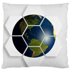 Hexagon Diamond Earth Globe Large Flano Cushion Case (one Side) by Sapixe