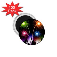 Happy New Year 2017 Celebration Animated 3d 1 75  Magnets (100 Pack)  by Sapixe