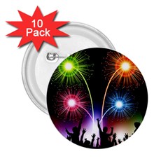 Happy New Year 2017 Celebration Animated 3d 2 25  Buttons (10 Pack)  by Sapixe