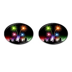 Happy New Year 2017 Celebration Animated 3d Cufflinks (oval) by Sapixe