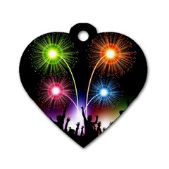 Happy New Year 2017 Celebration Animated 3d Dog Tag Heart (two Sides) by Sapixe