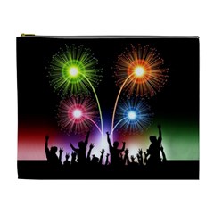 Happy New Year 2017 Celebration Animated 3d Cosmetic Bag (xl) by Sapixe