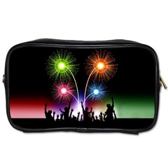 Happy New Year 2017 Celebration Animated 3d Toiletries Bags 2-side by Sapixe