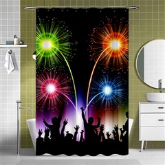 Happy New Year 2017 Celebration Animated 3d Shower Curtain 48  X 72  (small)  by Sapixe