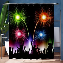 Happy New Year 2017 Celebration Animated 3d Shower Curtain 60  X 72  (medium)  by Sapixe