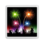 Happy New Year 2017 Celebration Animated 3d Memory Card Reader (Square)  Front