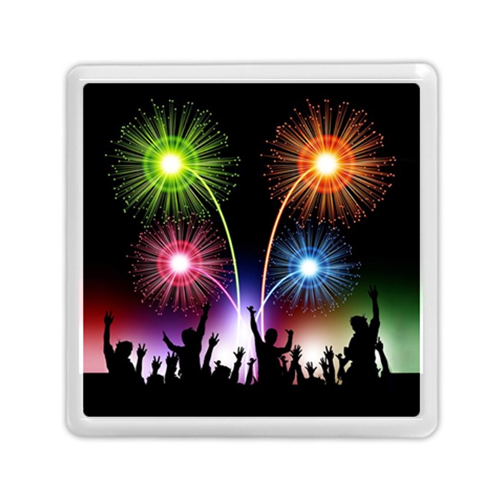 Happy New Year 2017 Celebration Animated 3d Memory Card Reader (Square) 