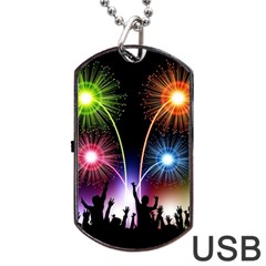 Happy New Year 2017 Celebration Animated 3d Dog Tag Usb Flash (two Sides) by Sapixe