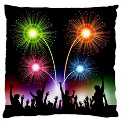 Happy New Year 2017 Celebration Animated 3d Large Flano Cushion Case (one Side) by Sapixe