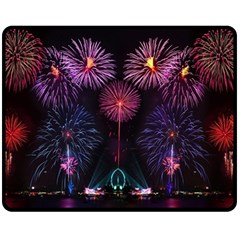 Happy New Year New Years Eve Fireworks In Australia Double Sided Fleece Blanket (medium)  by Sapixe