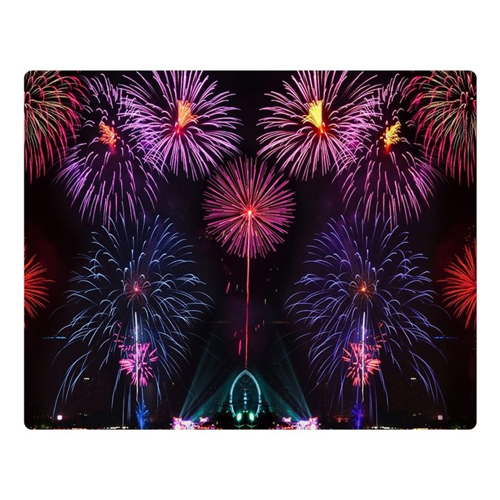 Happy New Year New Years Eve Fireworks In Australia Double Sided Flano Blanket (Large) 