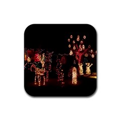 Holiday Lights Christmas Yard Decorations Rubber Coaster (square)  by Sapixe