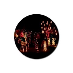 Holiday Lights Christmas Yard Decorations Rubber Round Coaster (4 Pack)  by Sapixe