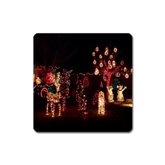 Holiday Lights Christmas Yard Decorations Square Magnet by Sapixe